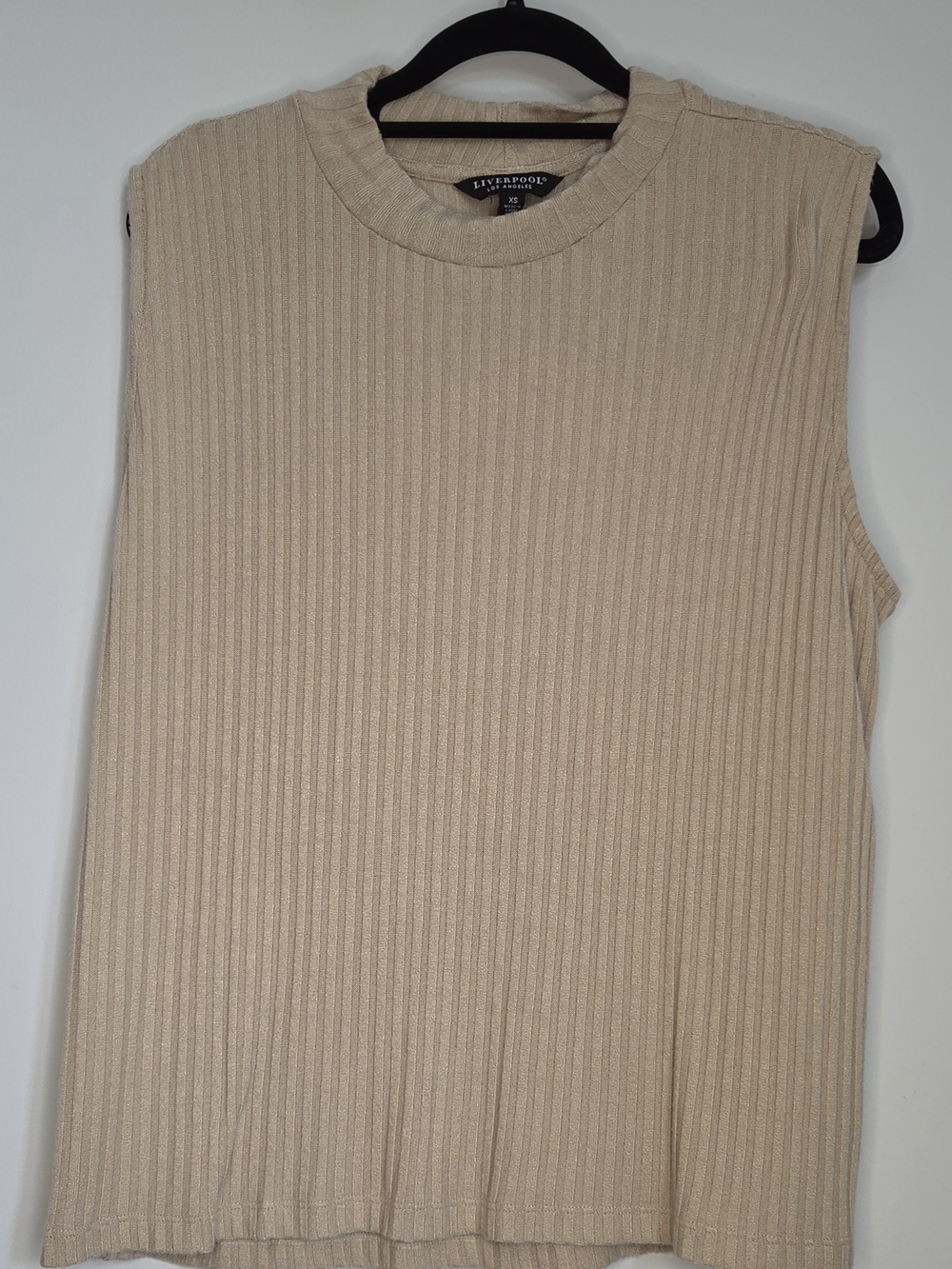 Liverpool Ribbed Sleeveless Knit Top - Beige